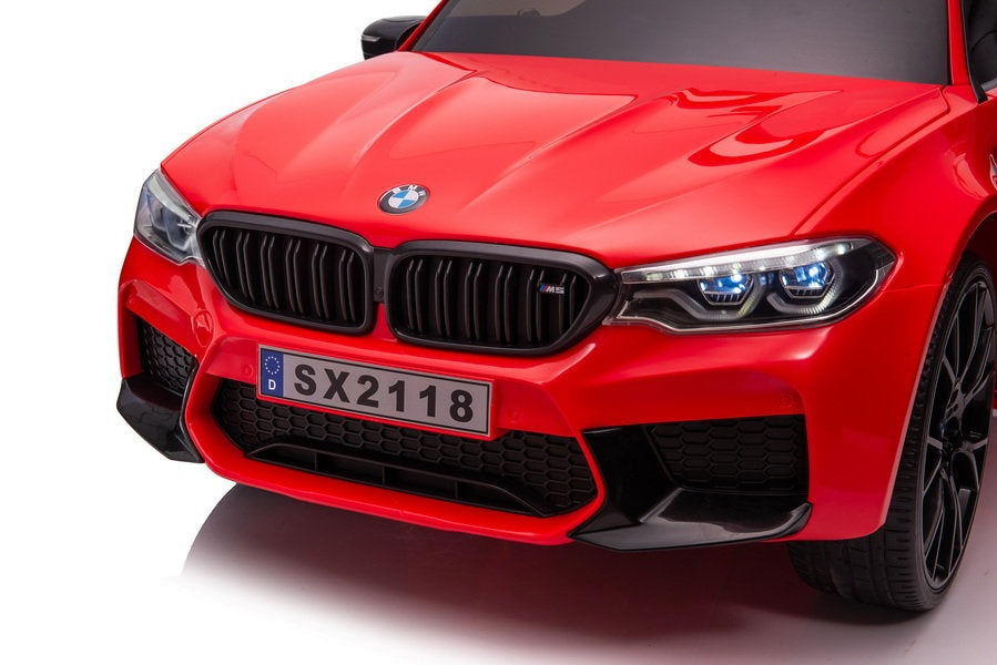 Elektrinis važiuojamas automobilis BMW M5 su tėvų valdymo platforma, raudonas, lakuotas