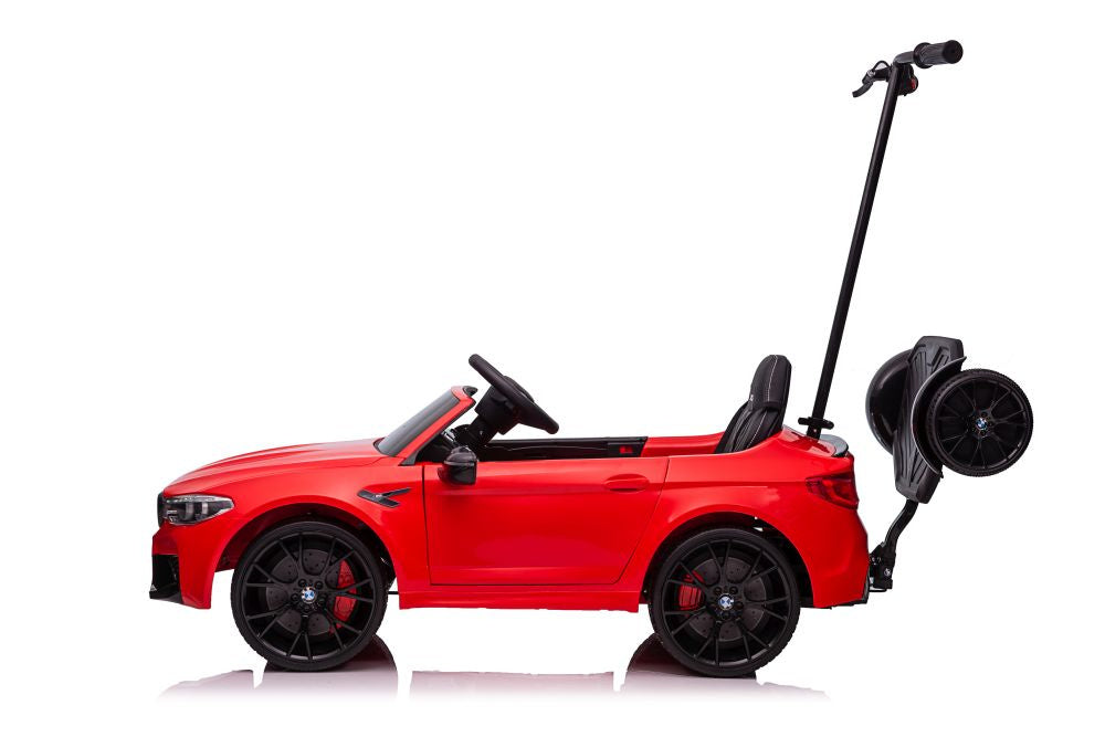 Elektrinis važiuojamas automobilis BMW M5 su tėvų valdymo platforma, raudonas, lakuotas