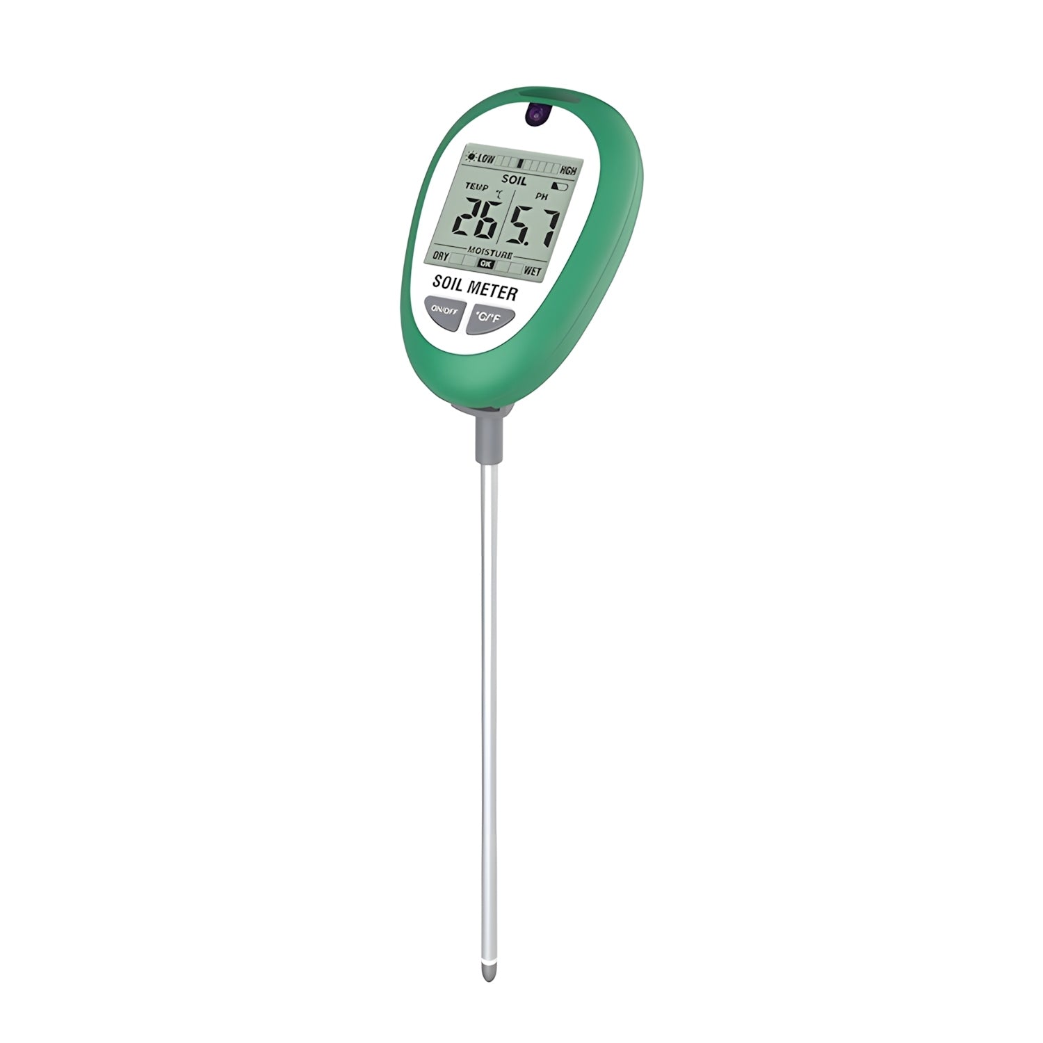 Dirvožemio drėgmės, temperatūros ir pH matuoklis su LCD ekranu