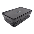 Plastikinė dėžė su dangčiu 40×30×13 cm JUODA