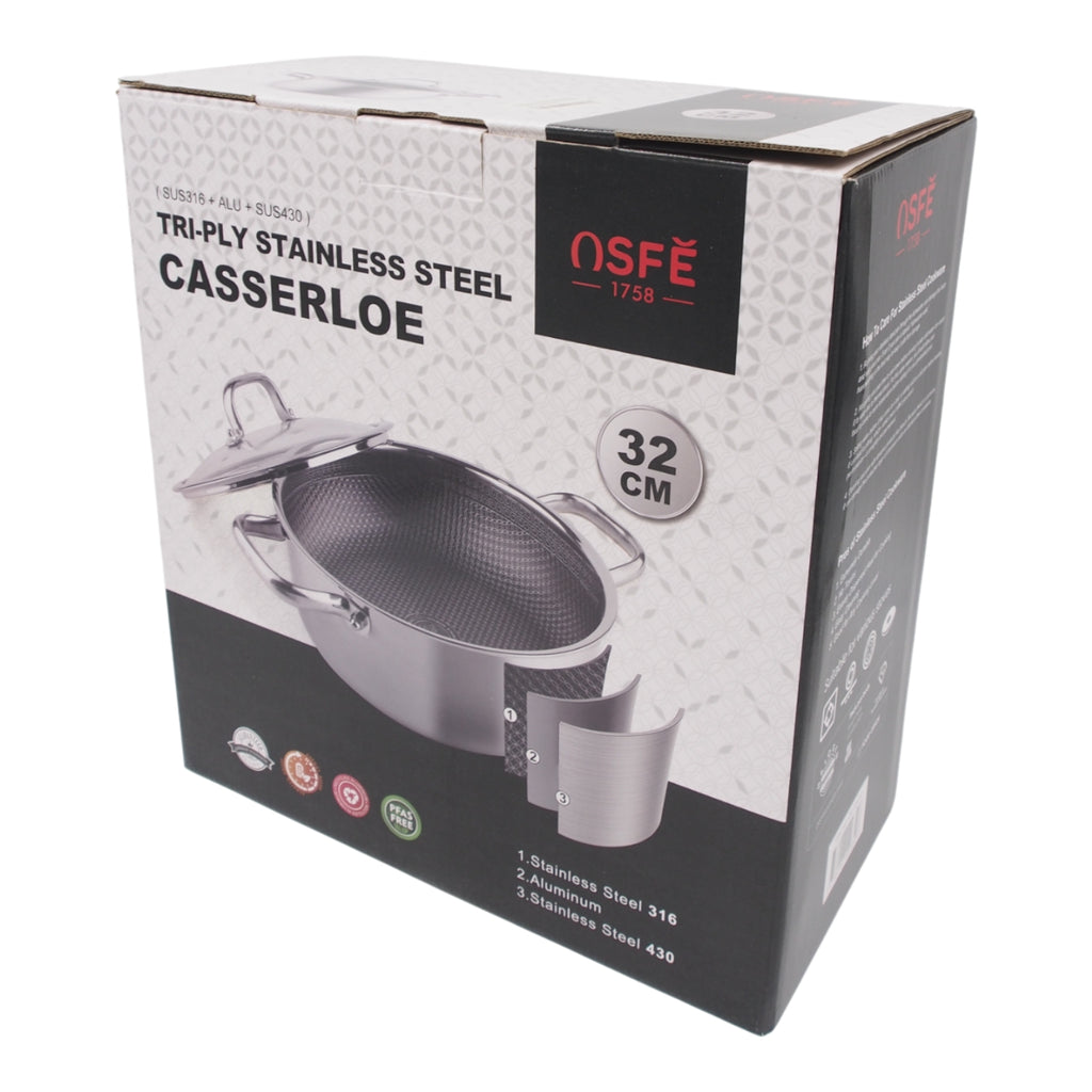 Puodas su dangčiu OSFÉ Tri-Ply, 32 cm, 12 l