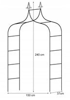 Sodo pergola augalams 150 × 37 × 240 cm, metalinė, juoda