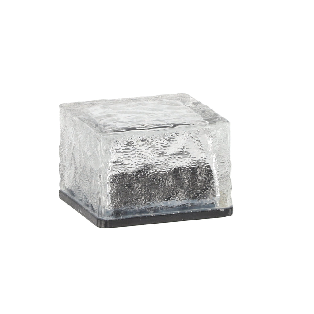Stiklinė saulės lempa – kubas 7 × 7 × 5 cm, šaltai balta LED