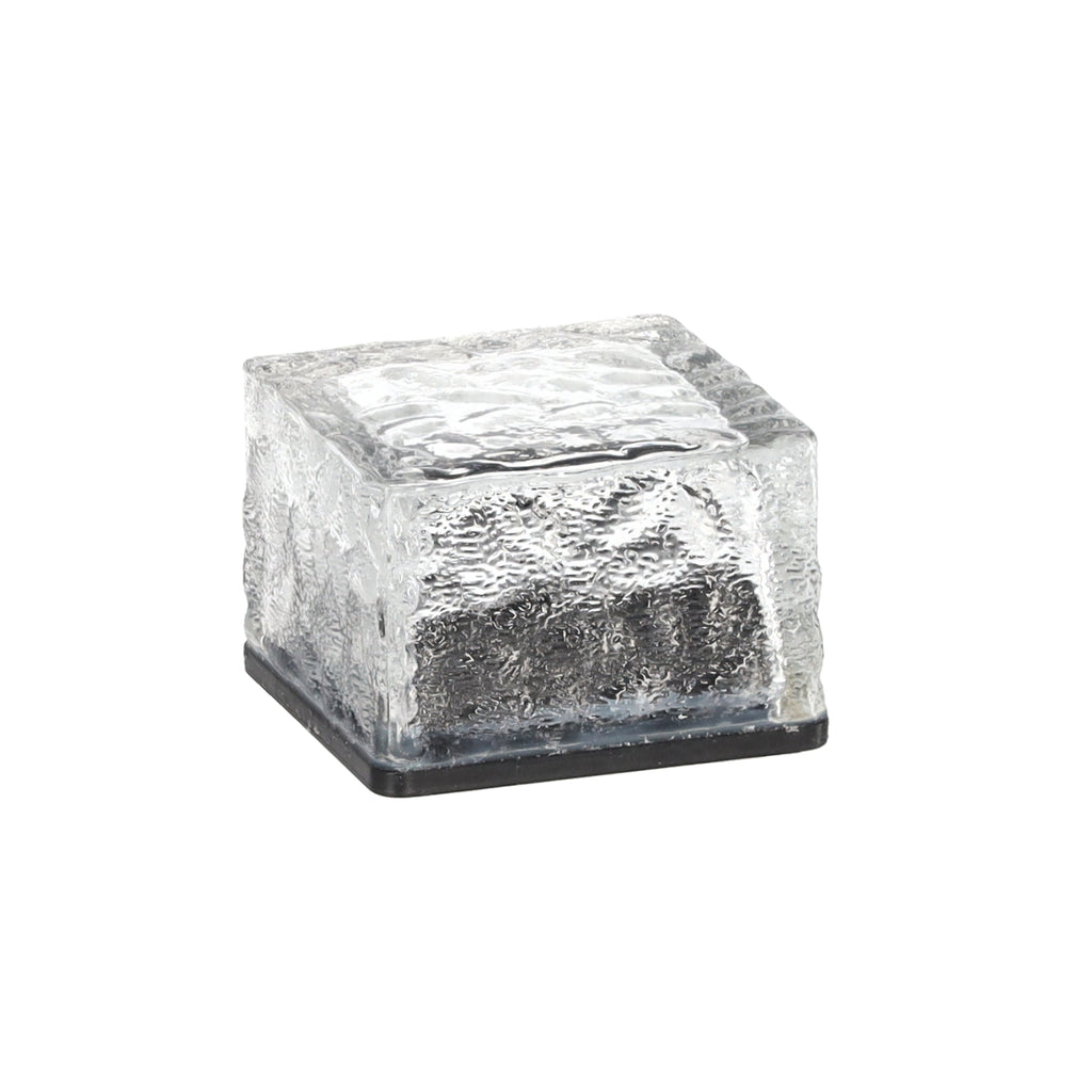 Stiklinė saulės lempa – kubas 7 × 7 × 5 cm, šaltai balta LED