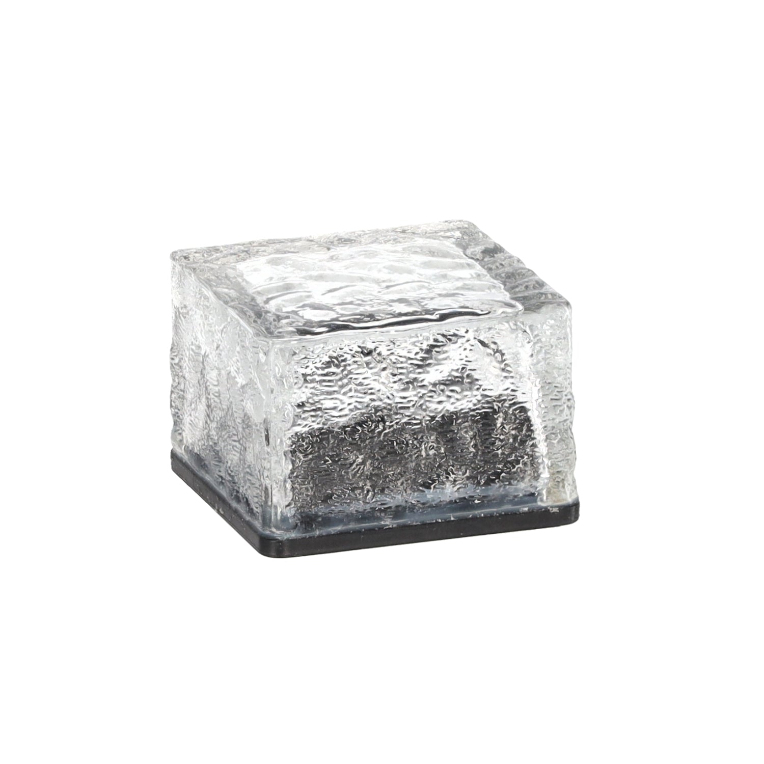 Stiklinė saulės lempa – kubas 7 × 7 × 5 cm, šaltai balta LED