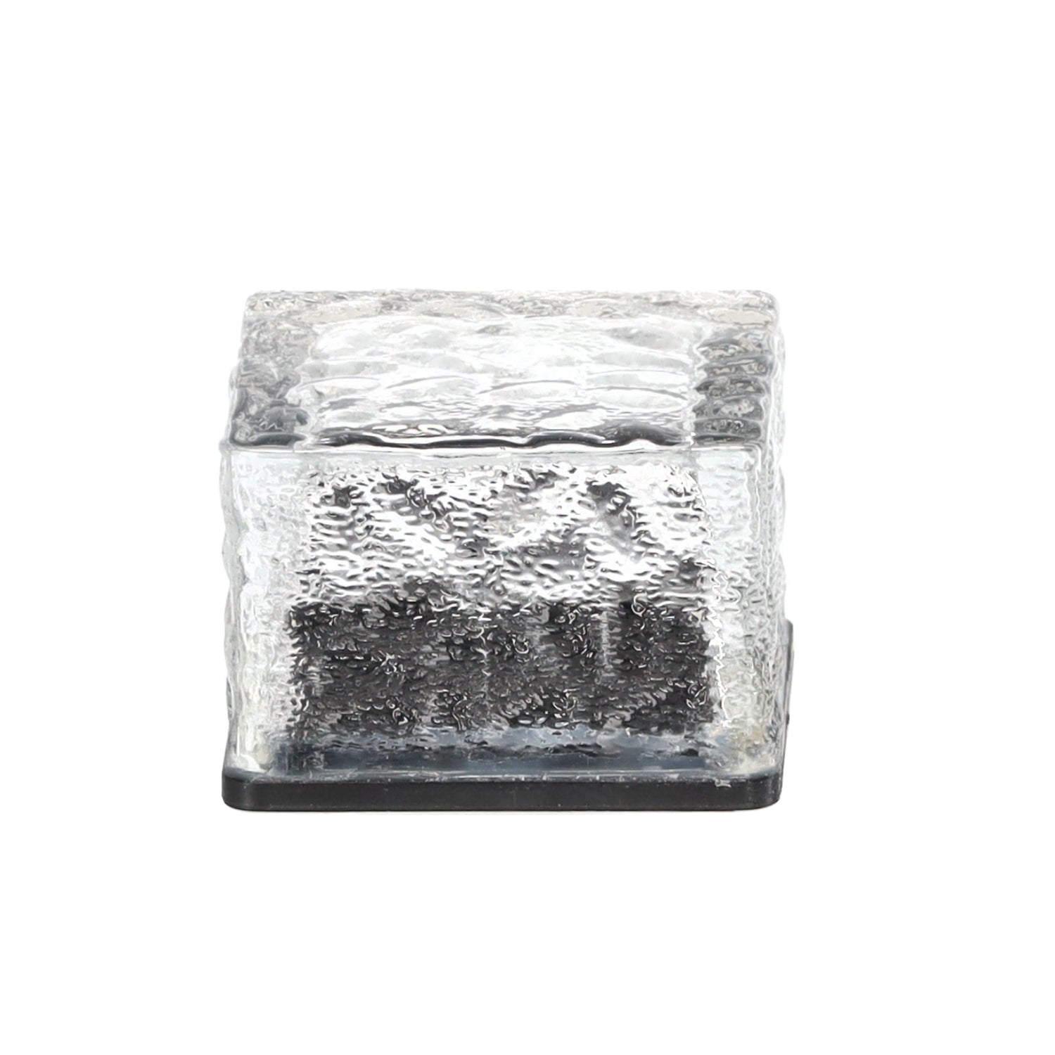 Stiklinė saulės lempa – kubas 7 × 7 × 5 cm, šaltai balta LED