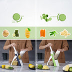 Daugiafunkcinė daržovių pjaustyklė su spaudimo mechanizmu (mandolina)
