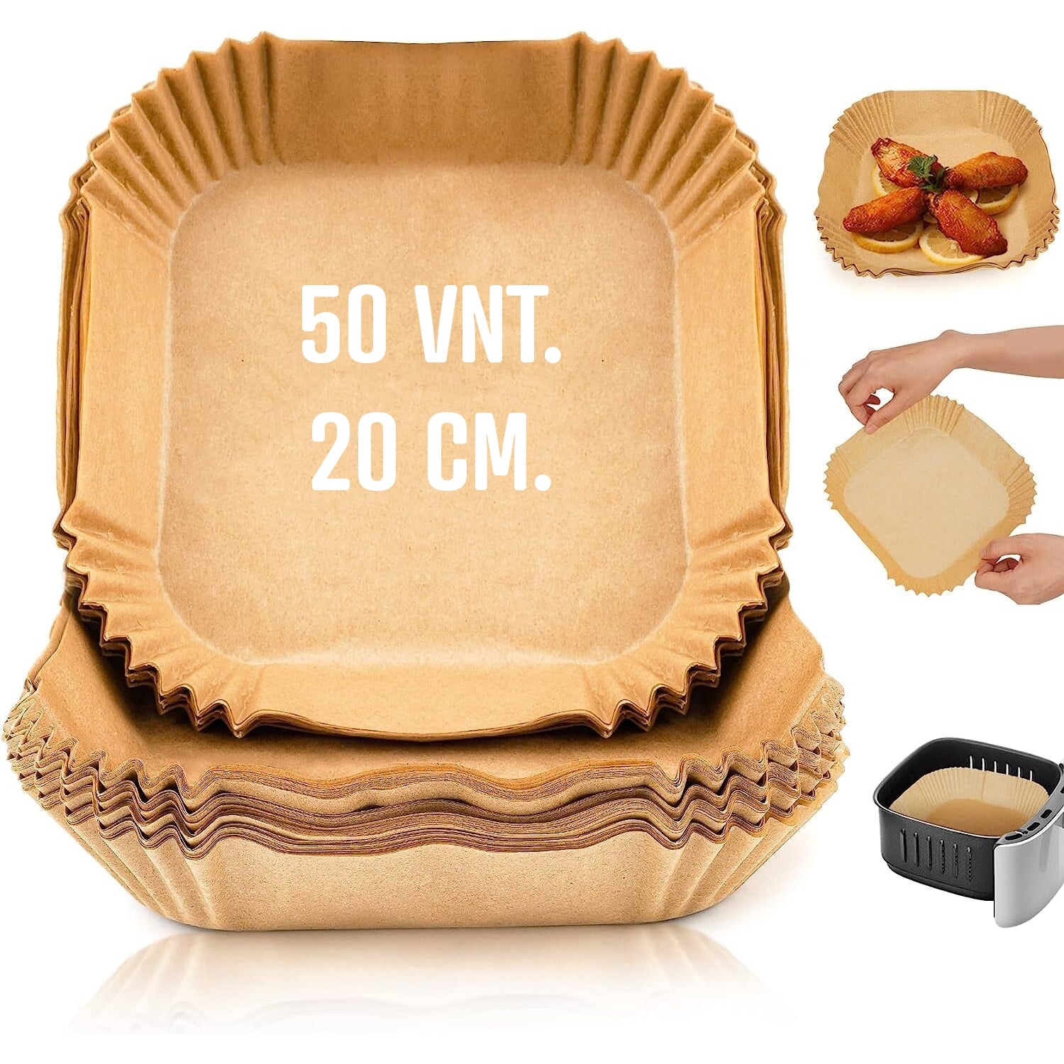 Kepimo popierinės formelės kvadratinės 20 cm (50 vnt.)