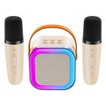 Karaoke kolonėlė su mikrofonais (Bluetooth, LED apšvietimas) Rožinė