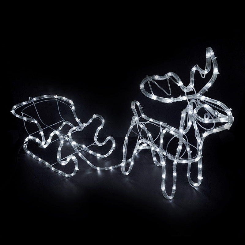 LED šviečianti elnių ir rogių dekoracija – 120 cm